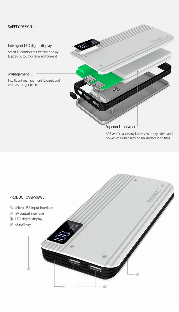 Wireless Charger Mobile Power Bank 10000mAh with Qi wireless Charging