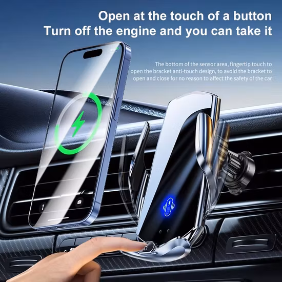 Support de voiture de téléphone portable de charge magnétique 15W support de chargeur de voiture sans fil Auto