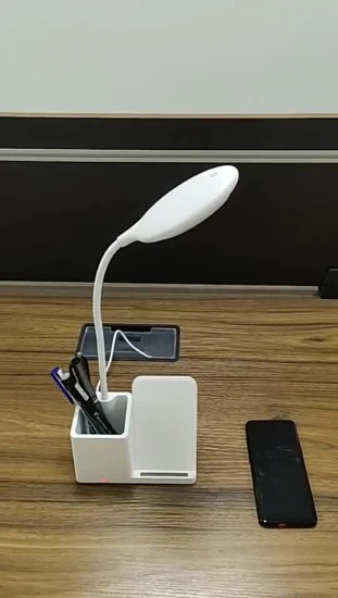 Chargeur sans fil pour téléphone portable avec lampe LED porte-stylo